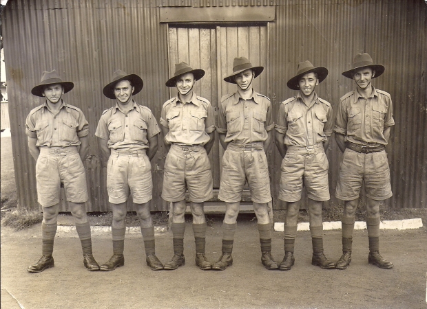 2nd Advanced Australian Ordnance Depot Men.  L to R:  Ron Di Salvia, Ernie ?, Doug Grisdale, the rest unknown