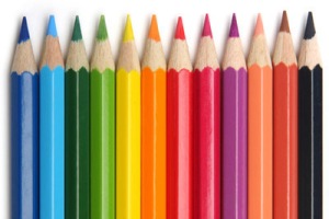 Colour pencils as seen by non colour blind person